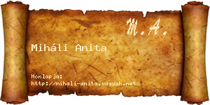 Miháli Anita névjegykártya
